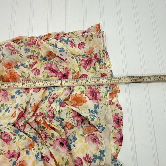 ASTR The Label Floral Ruched Mini Dress Sz M Adjustable Strap Ruffle Hem Smocked - Picture 7 of 9